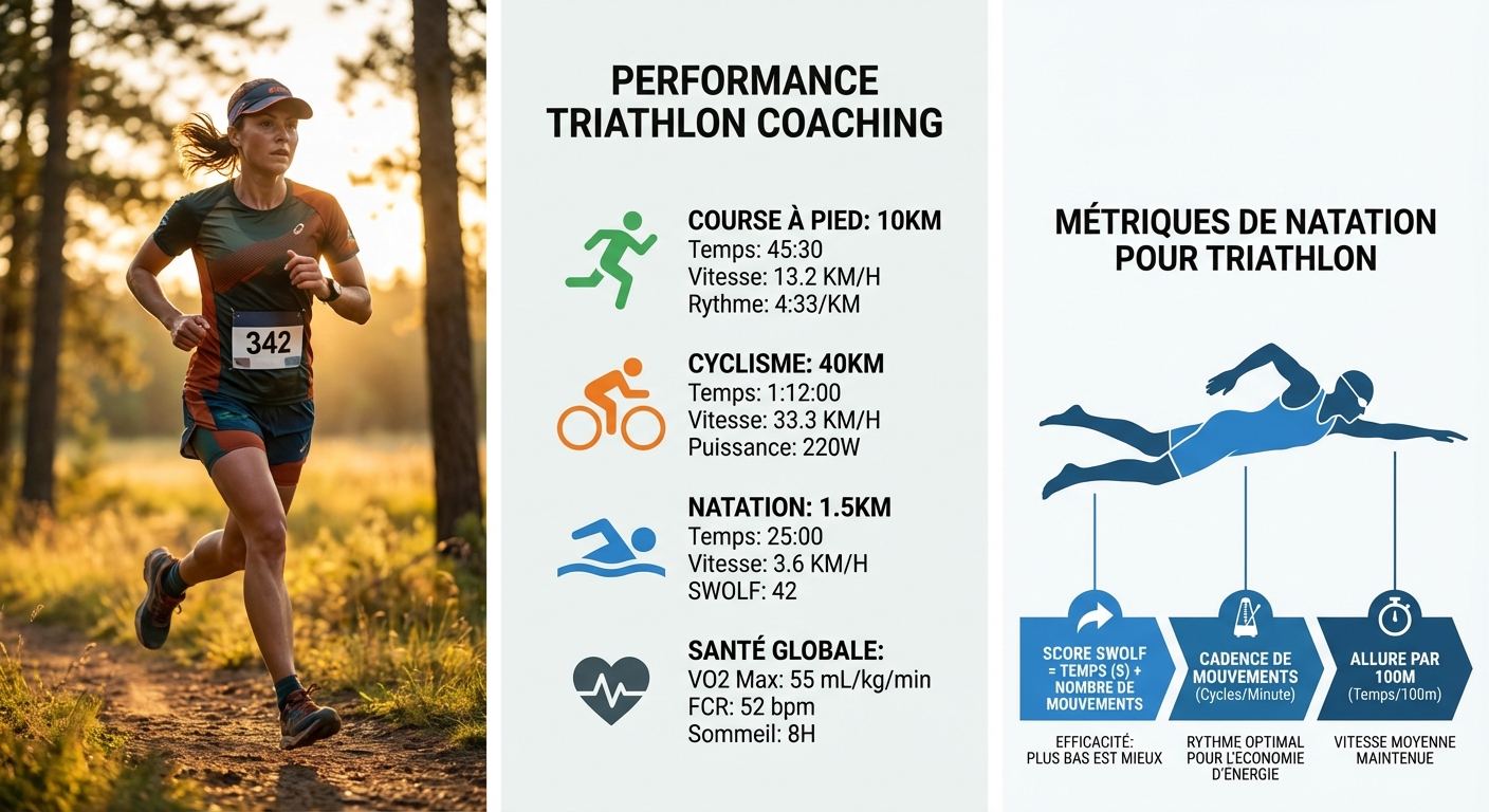 Métriques de natation expliquées pour le triathlète : SWOLF, allure et fréquence