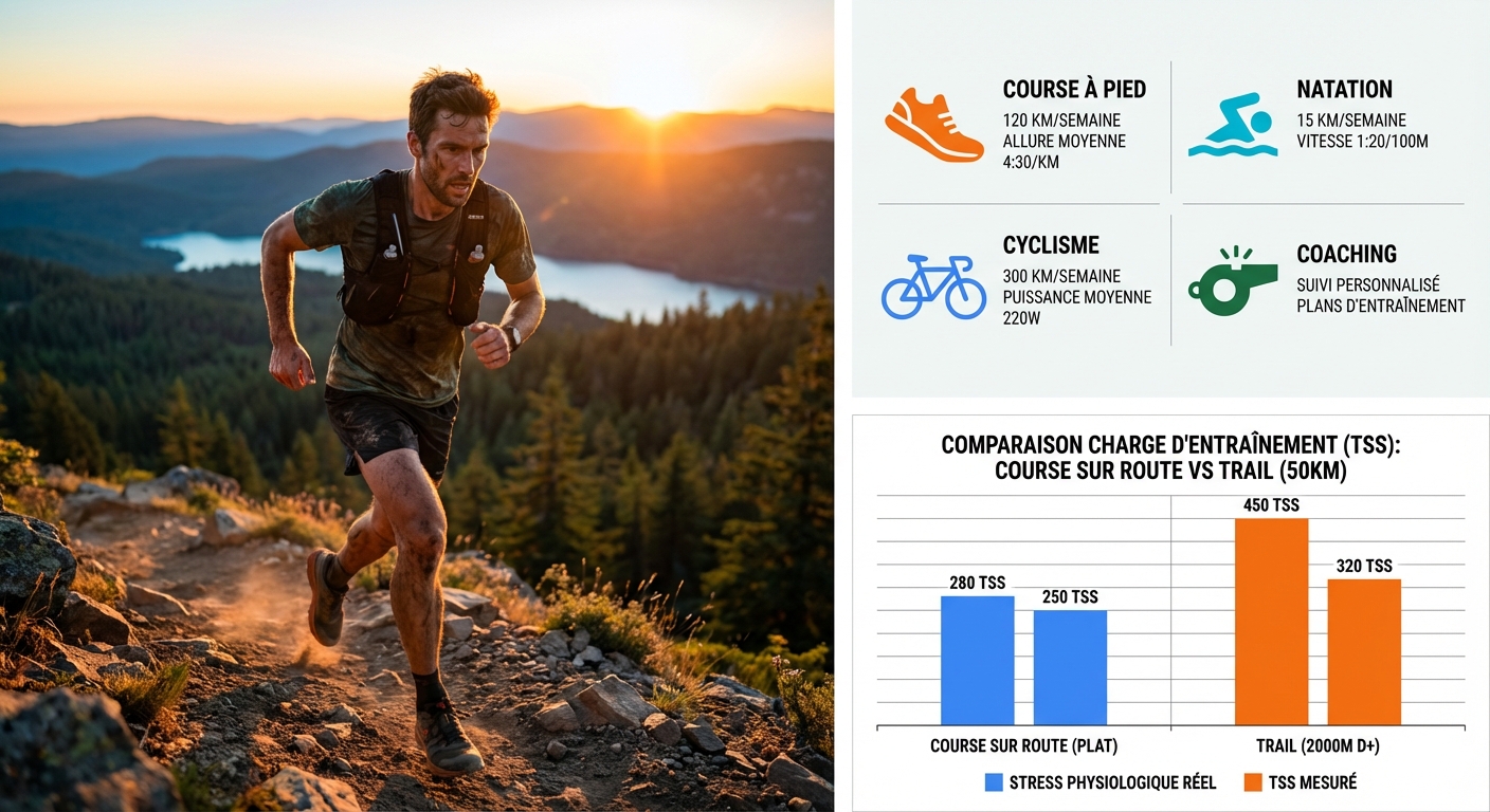 Comparaison charge entraînement route vs trail à distance égale