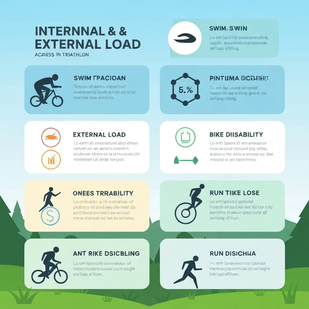 Schéma de la charge interne et externe en triathlon avec les trois disciplines