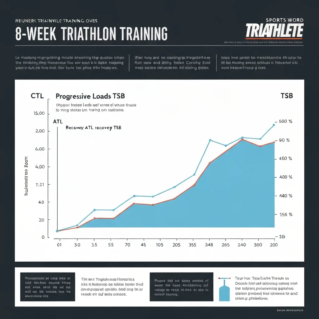 Courbes CTL ATL et TSB sur 8 semaines de préparation triathlon