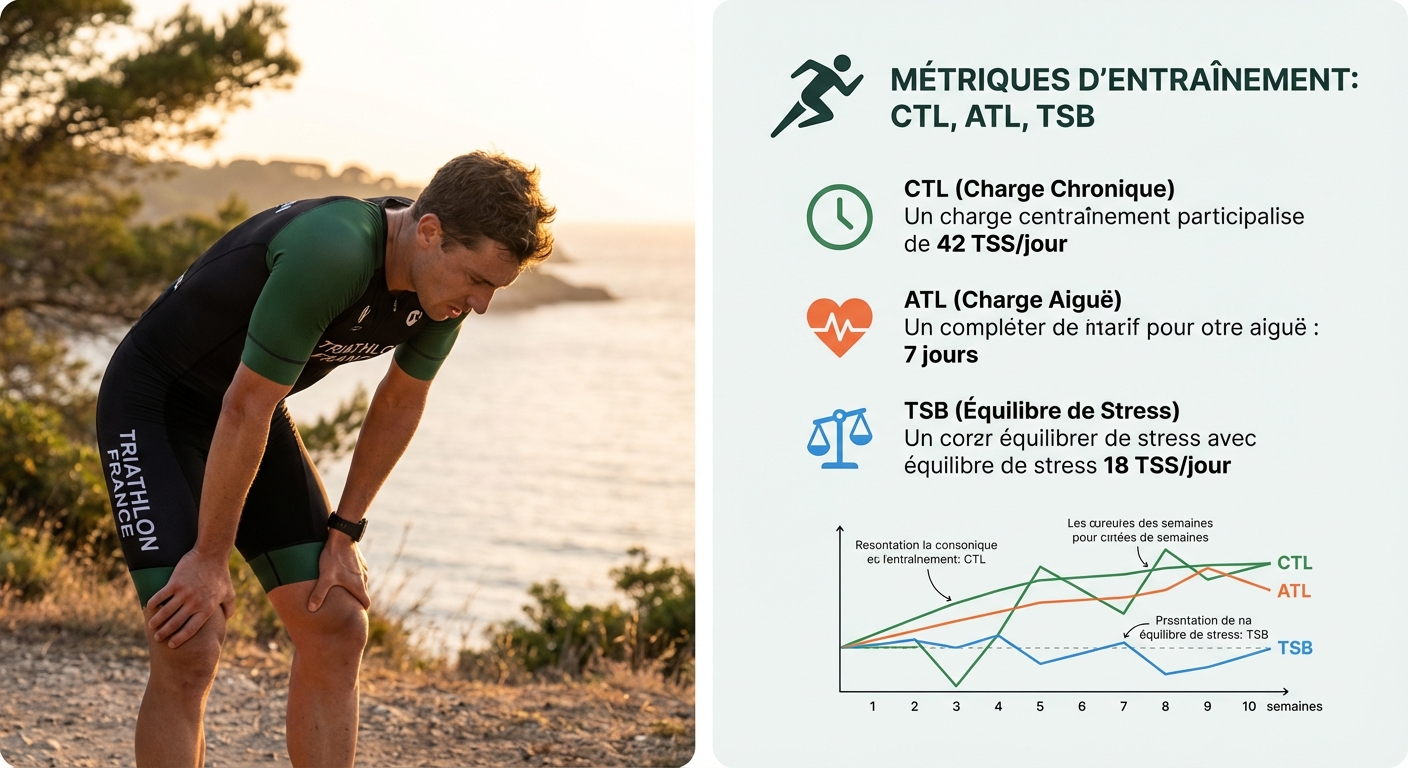 Infographie explicative des métriques CTL ATL et TSB en triathlon