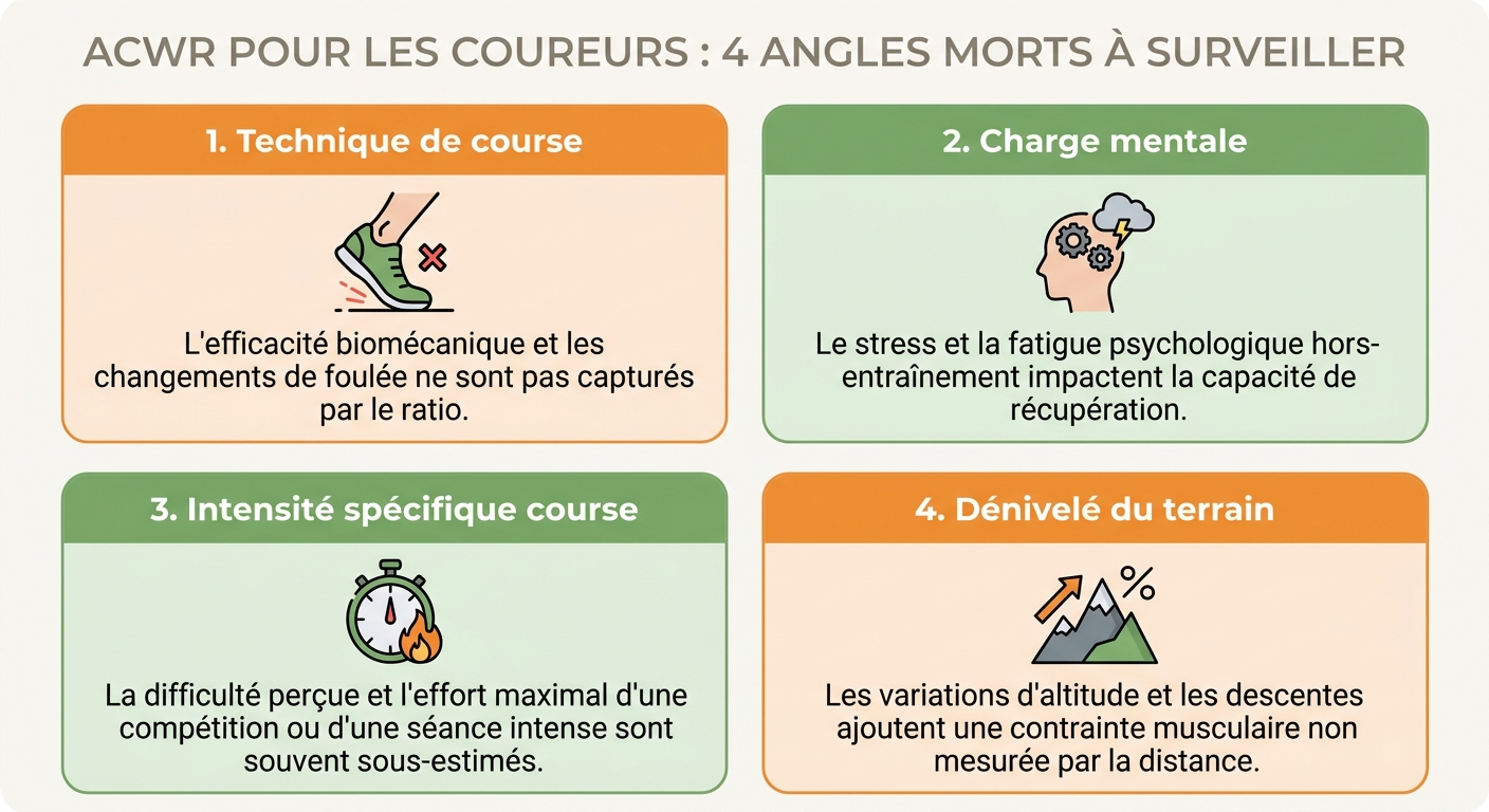 Infographie des angles morts de l'ACWR chez le coureur