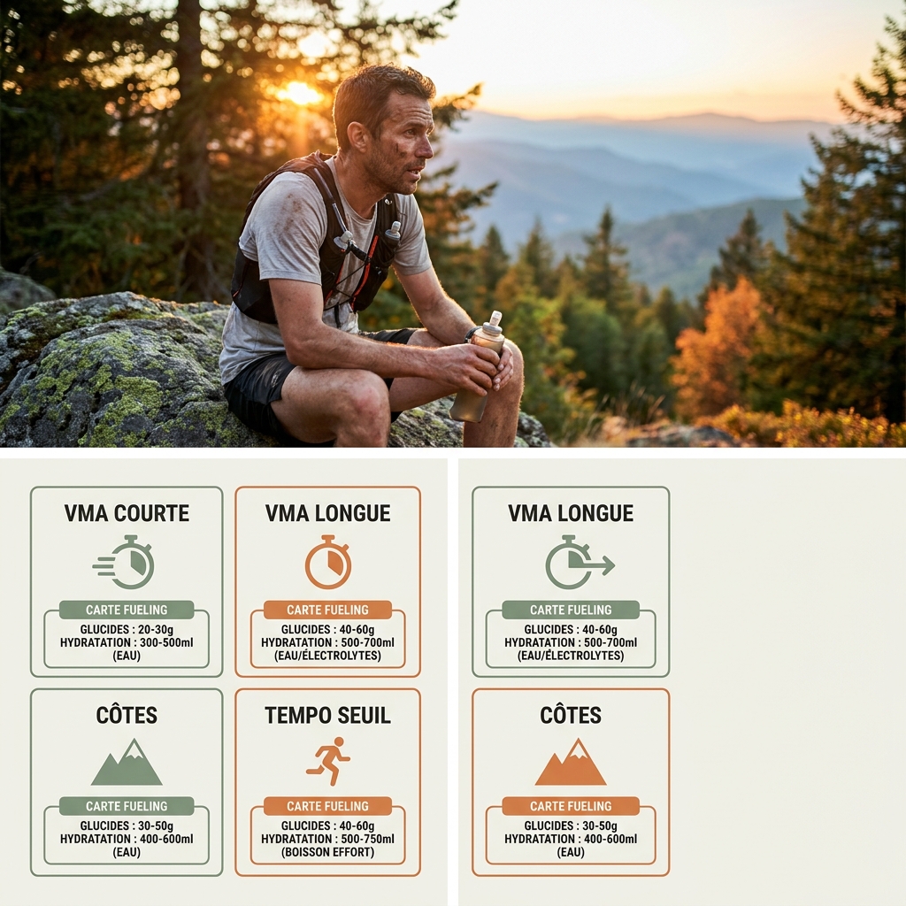 Comparatif visuel du fueling selon le type de séance trail intense