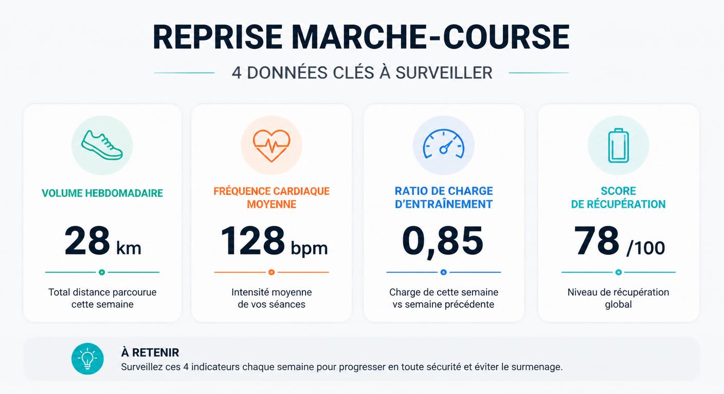 Infographie tableau de bord pour piloter son programme marche course progressif par les données