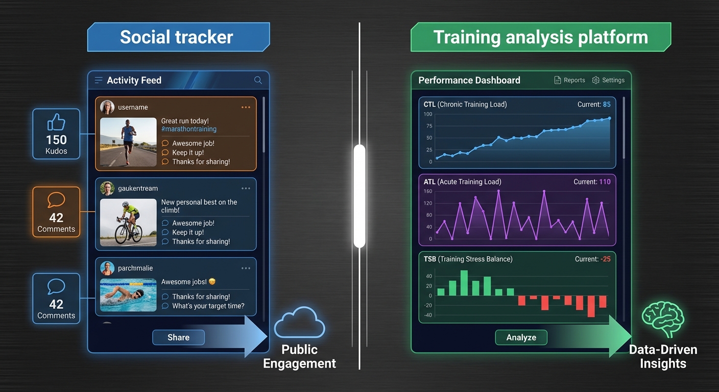 Comparaison entre un tracker social et une plateforme d'analyse d'entraînement