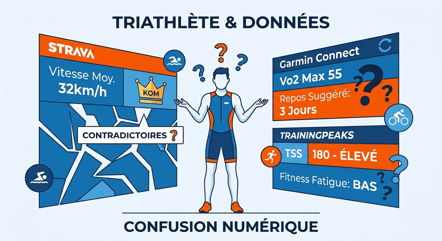 Un triathlète submergé par les données fragmentées de ses différentes applications sportives