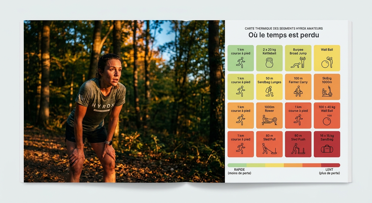 Carte thermique des pertes de temps des amateurs Hyrox sur 16 segments