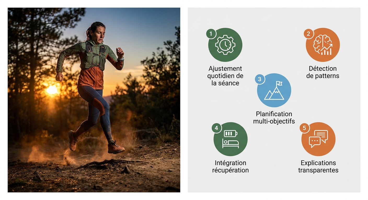 Infographie des 5 signaux d'une application running à coaching intelligent