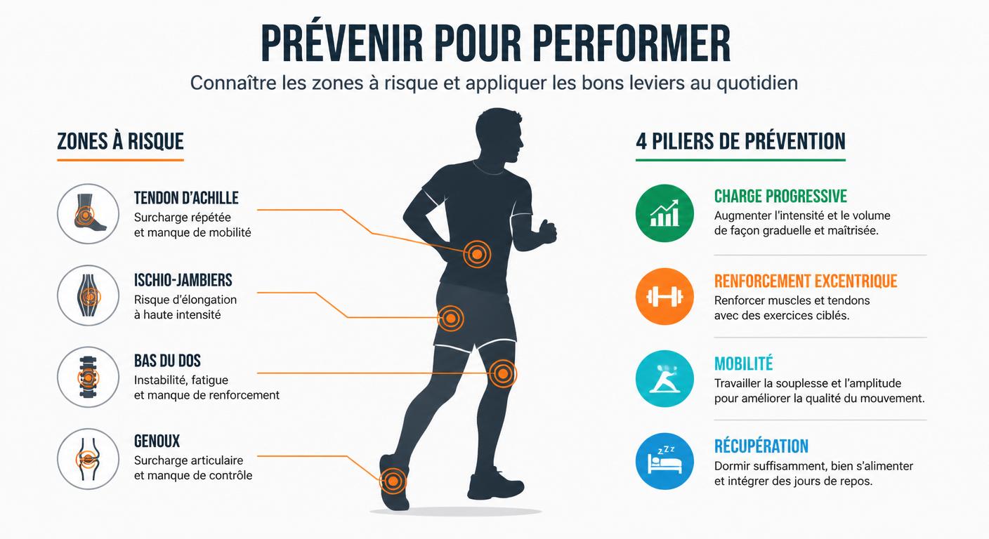 Infographie de la prévention des blessures sur un programme hybride 12 semaines