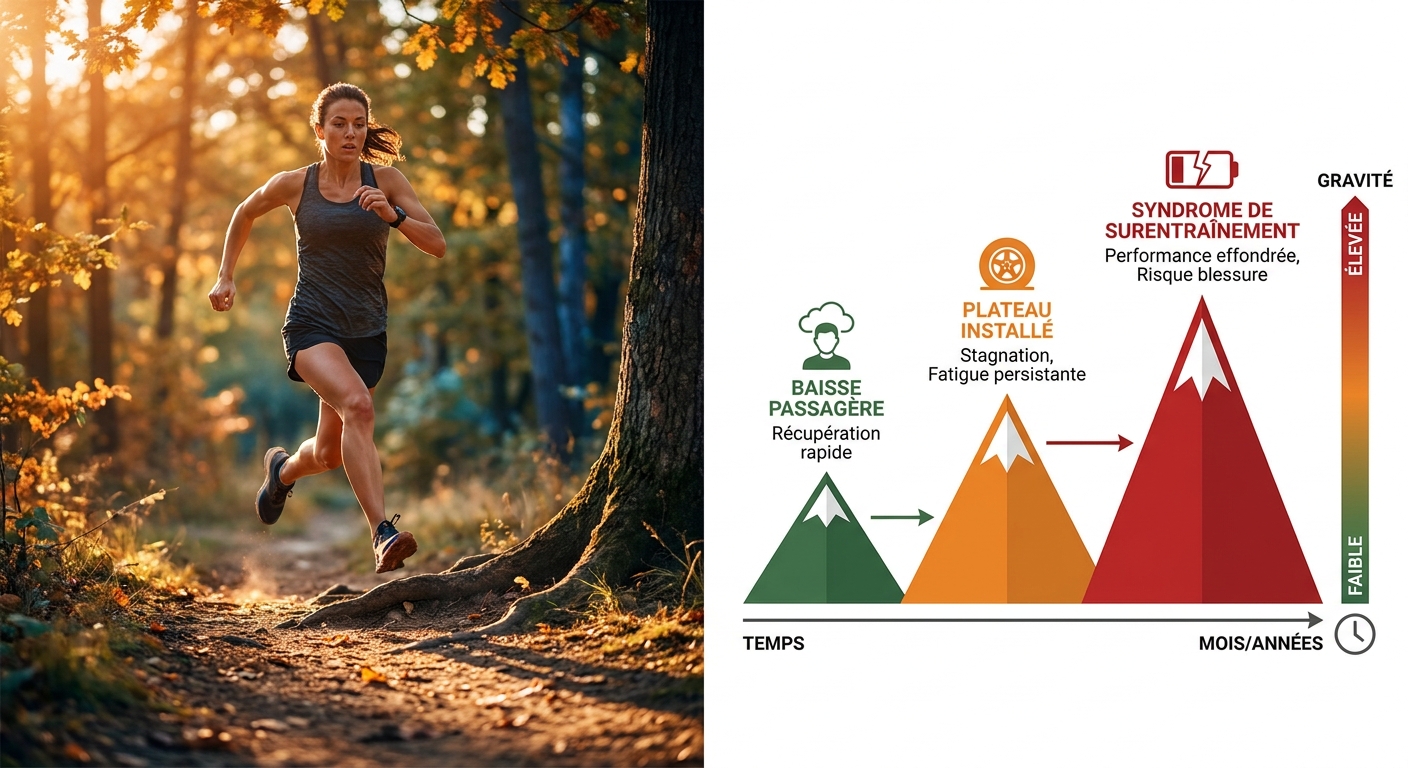 Infographie des trois niveaux de baisse de performance en running