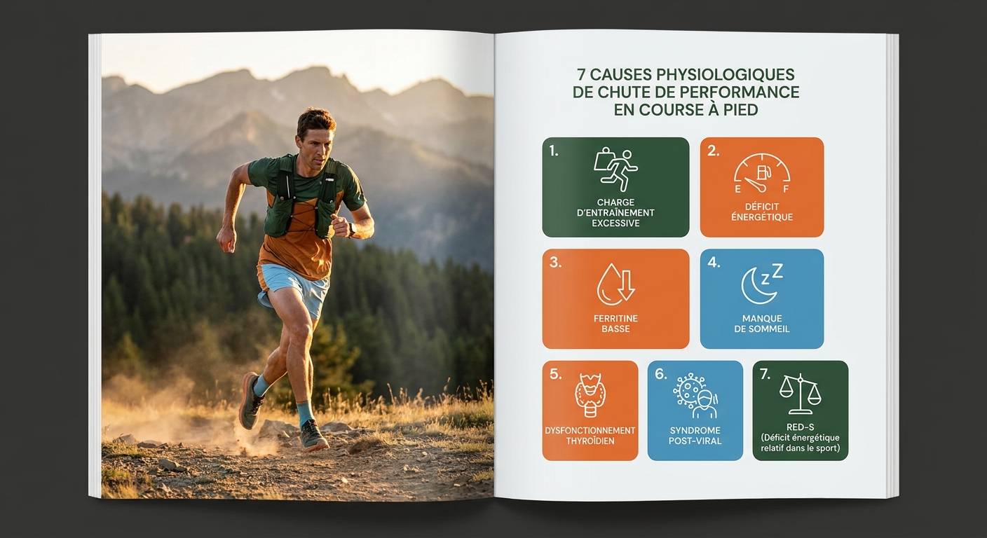 Infographie des sept causes physiologiques d'une chute de performance running
