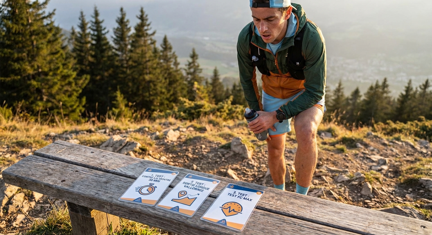 Infographie des tests préliminaires d'un cycle de préparation ultra trail trimestriel