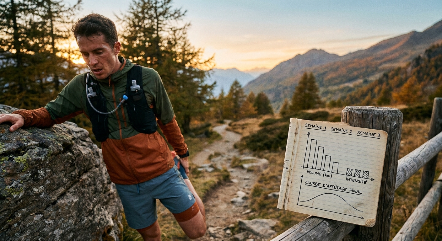Infographie de la courbe d'affûtage progressif d'un plan ultra trail
