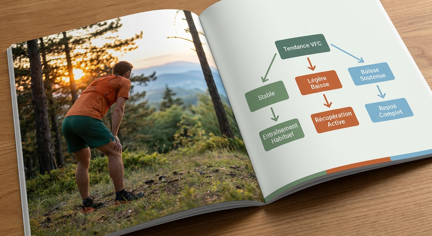 Infographie de l'arbre de décision HRV pour adapter un plan ultra trail