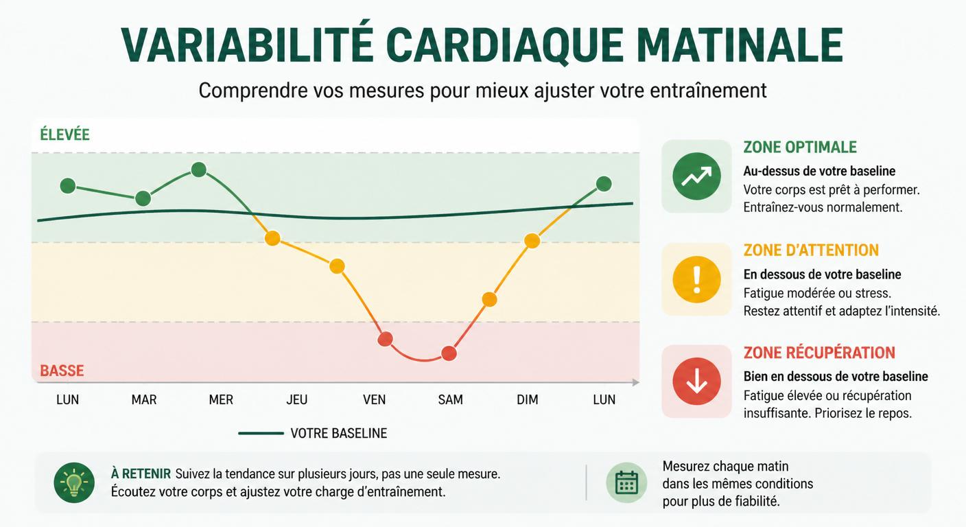 Infographie sur l'interprétation de la HRV matinale après une séance mixte