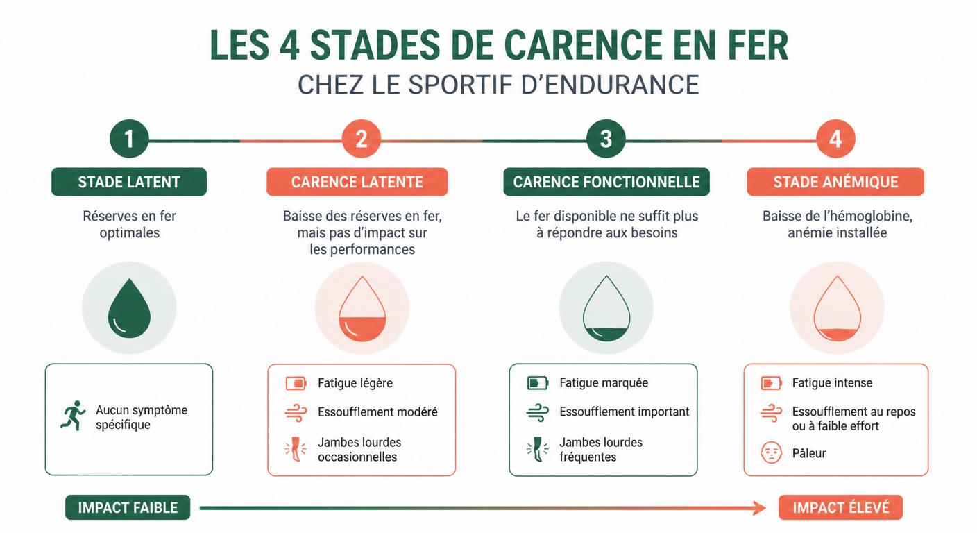 Chronologie des symptômes de carence en fer chez le sportif d'endurance
