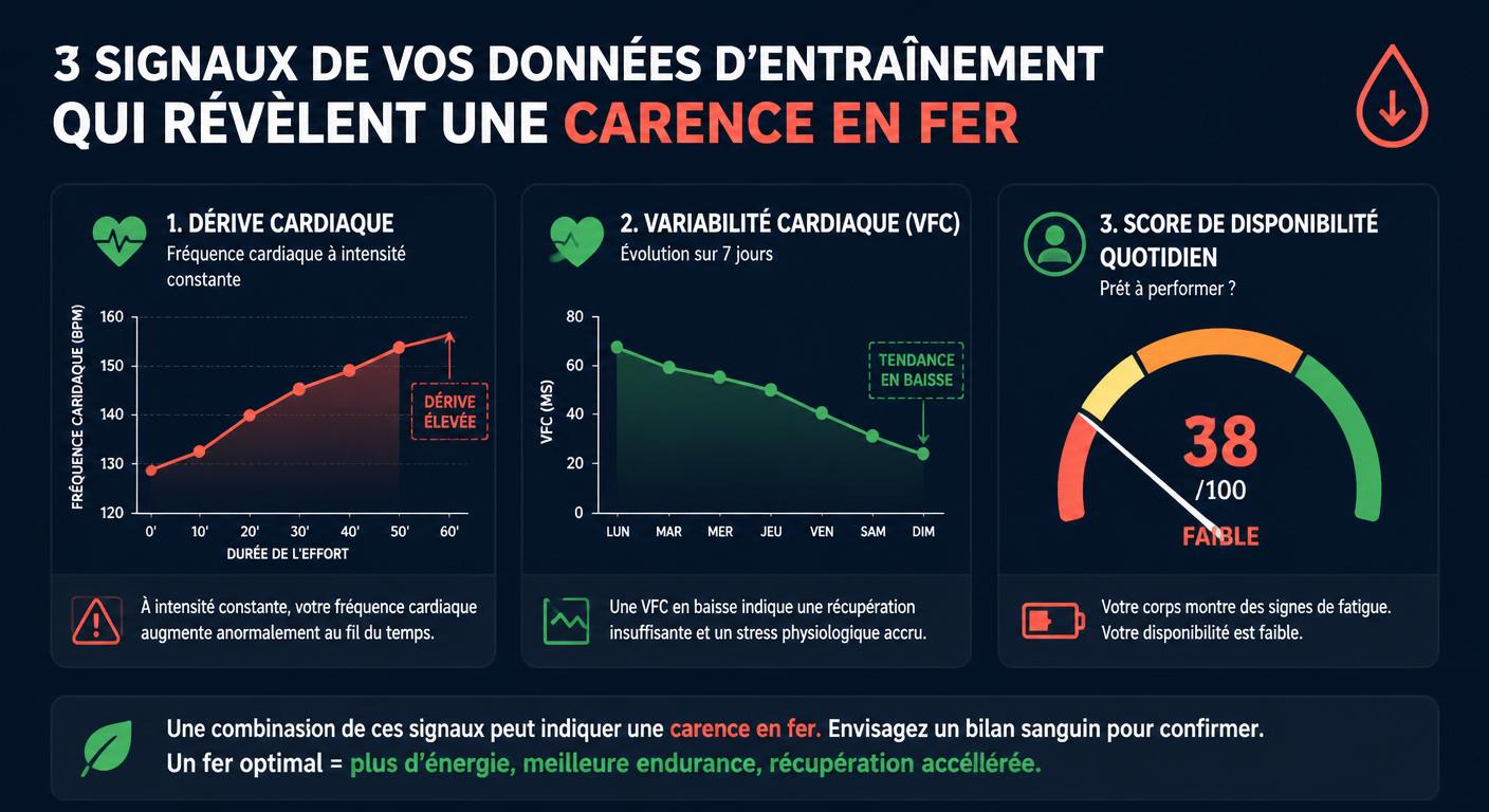 Trois signatures data évocatrices d'une carence martiale chez le sportif