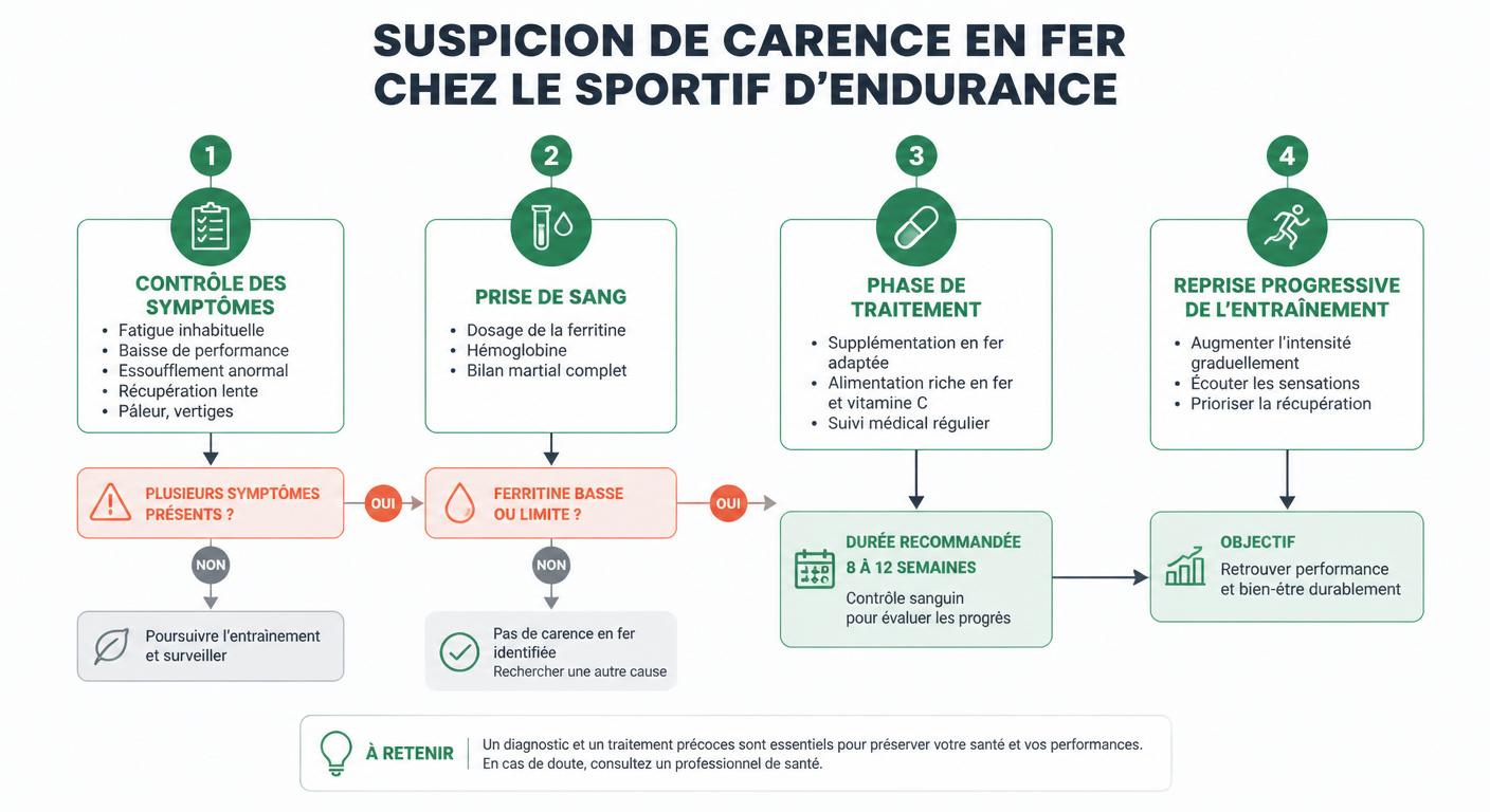 Arbre décisionnel face à une suspicion de carence en fer chez le sportif