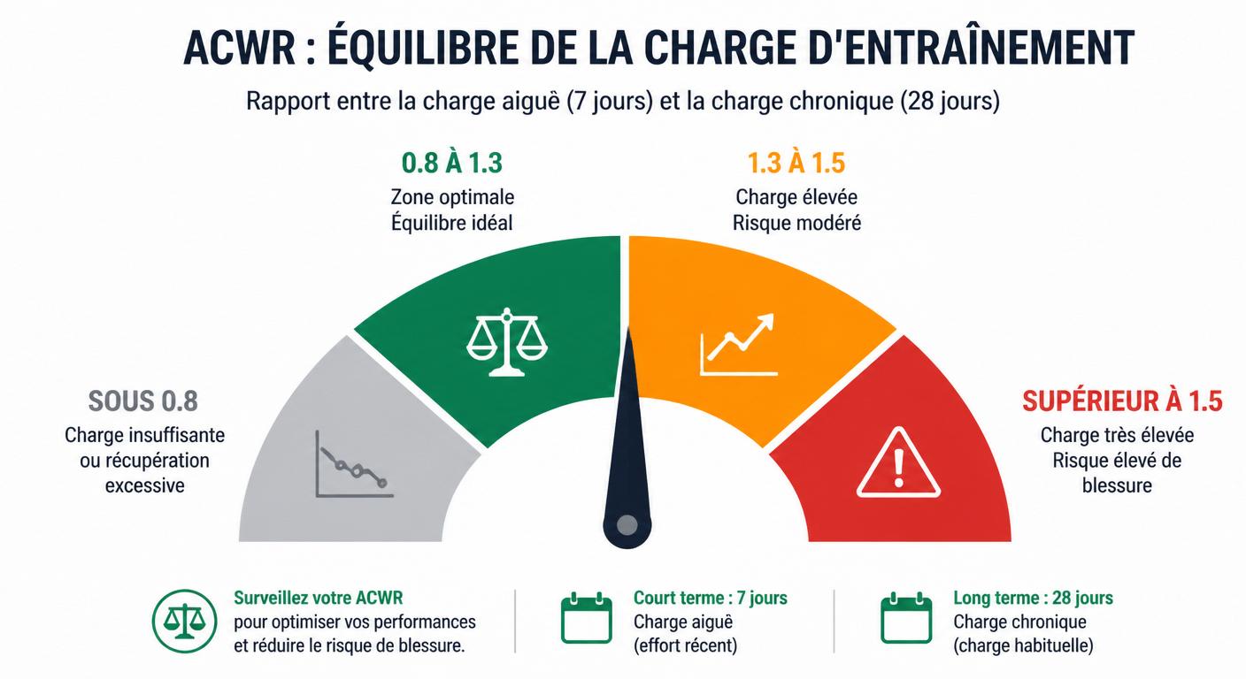 Cadran des quatre zones ACWR en CrossFit avec recommandations