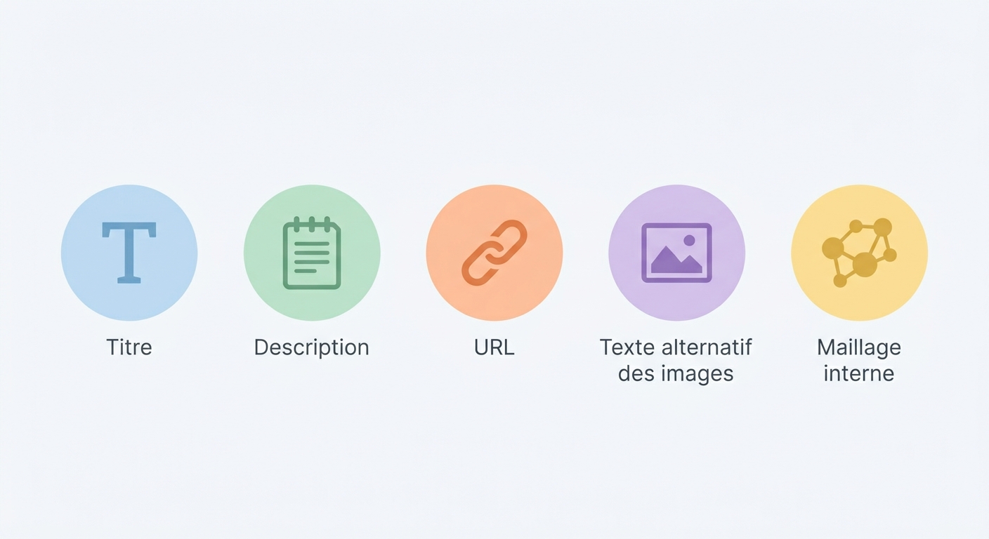 Infographie résumant les principaux éléments d'optimisation on-page