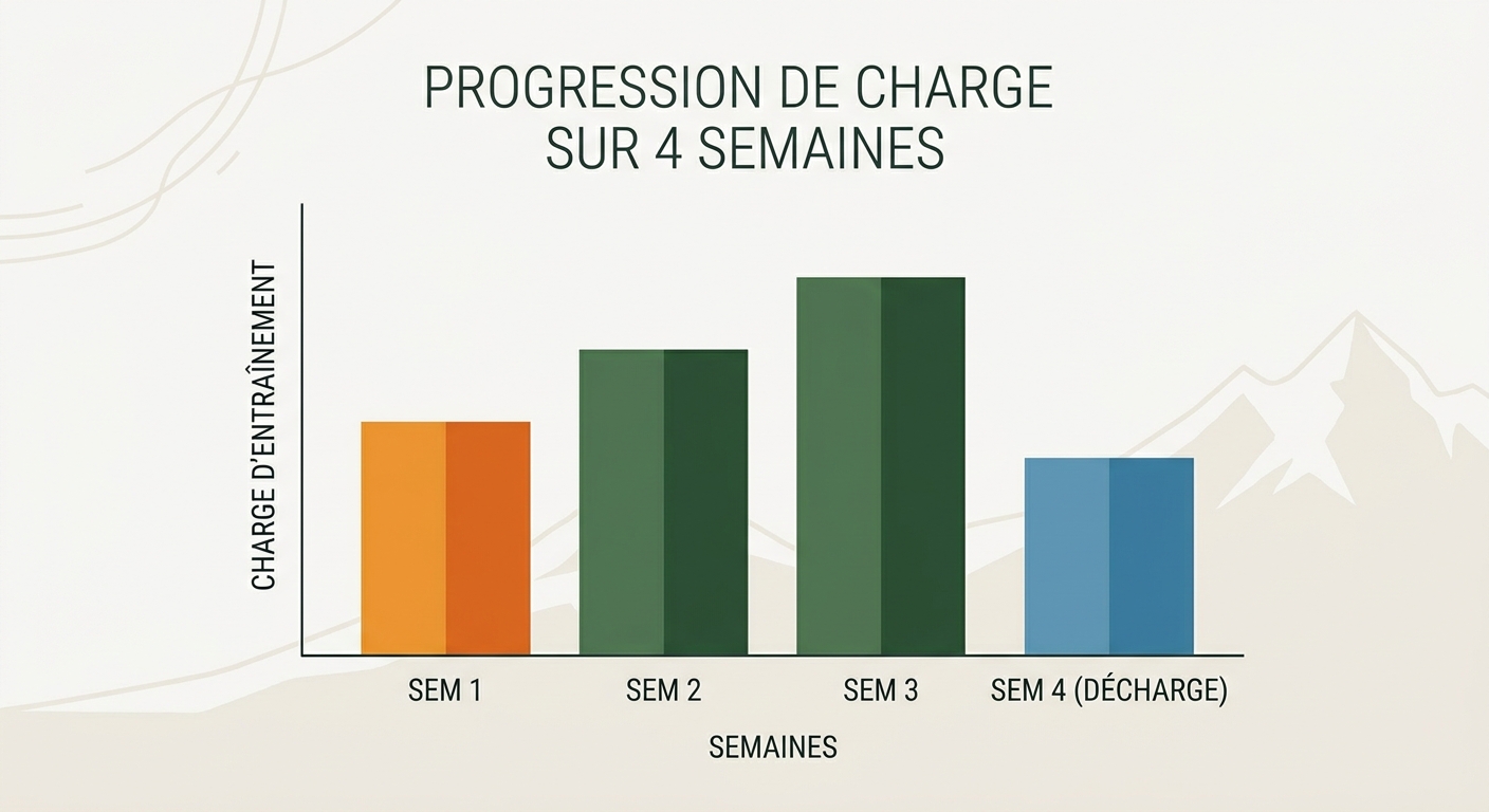 Infographie de la progression 3+1 en circuit training