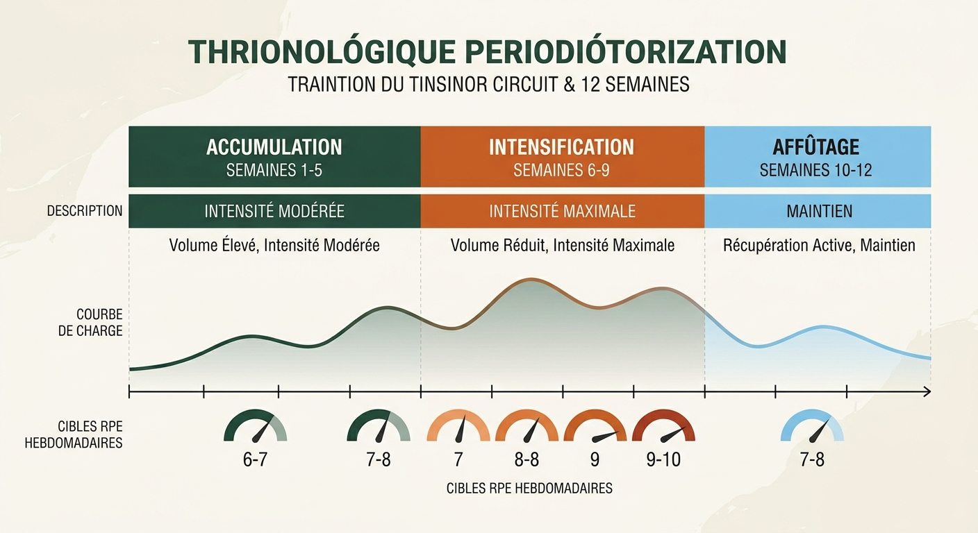 Infographie de la périodisation circuit training sur 12 semaines