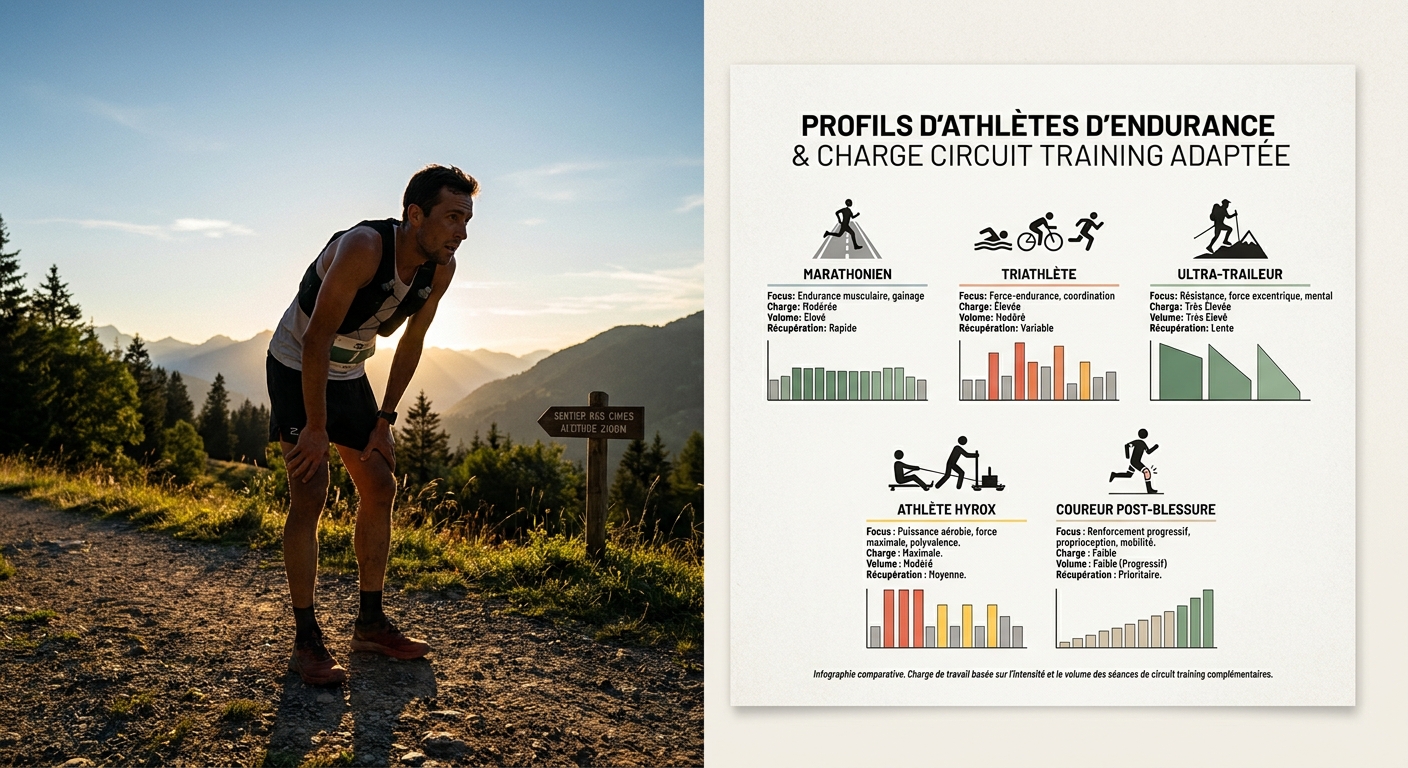 Infographie des cinq profils d'athlètes pour le circuit training