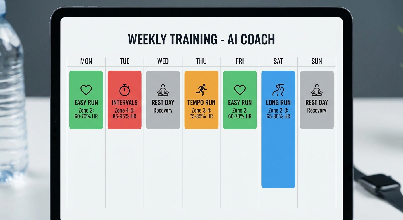 Exemple de semaine d'entraînement générée par un coach IA running