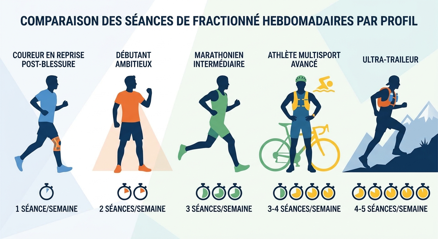Nombre de séances de fractionné recommandé par profil d'athlète