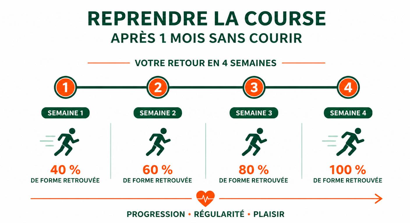 Chronologie de reprise sur 4 semaines après un mois sans courir