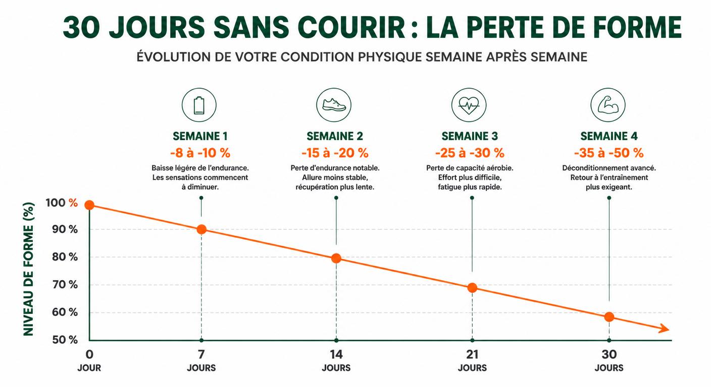 Courbe de désentraînement semaine par semaine sur 30 jours sans courir