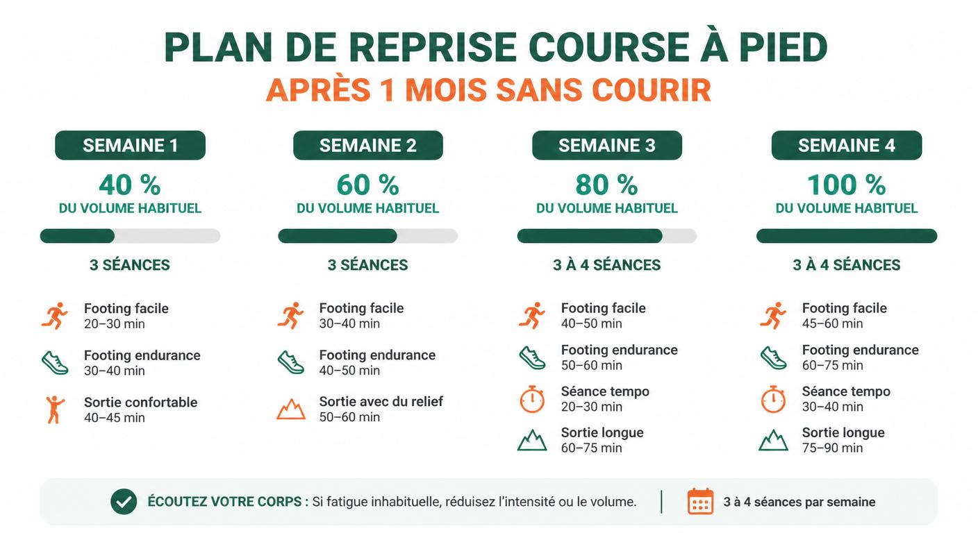 Plan de reprise running 4 semaines après un mois d'arrêt