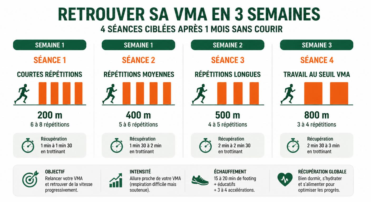 Progression des séances de VMA pour retrouver son niveau après un mois d'arrêt
