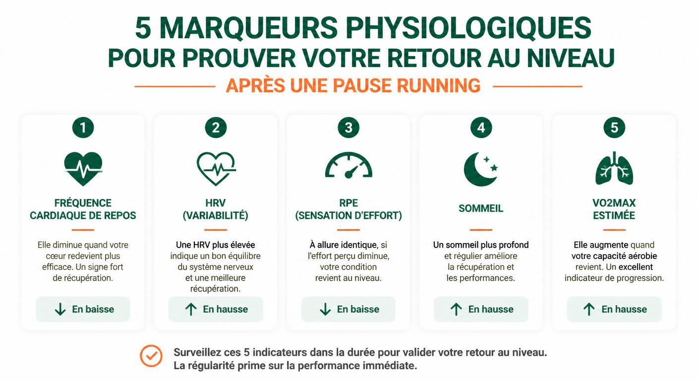 Cinq marqueurs physiologiques de retour au niveau après une pause running