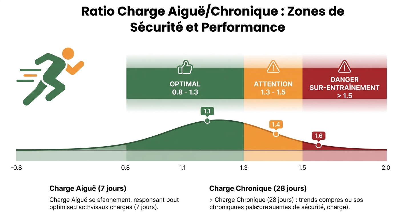 Ratio charge aiguë/chronique : zones de sécurité et de risque pour l'entraînement VMA