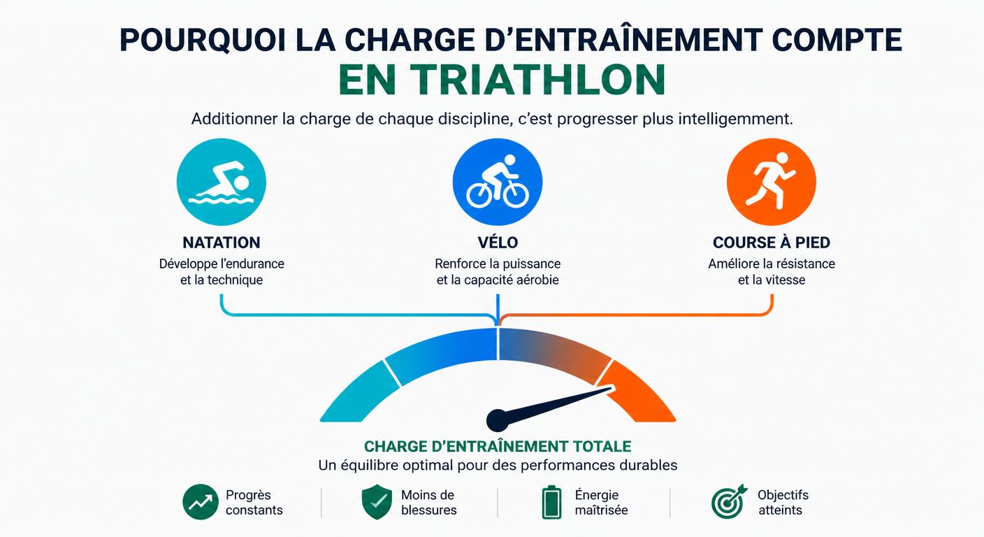 Infographie expliquant pourquoi mesurer la charge d'entraînement en triathlon