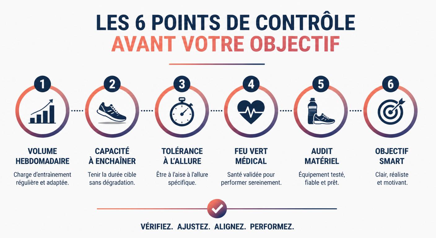 Infographie des prérequis avant de commencer un plan marathon de 12 semaines