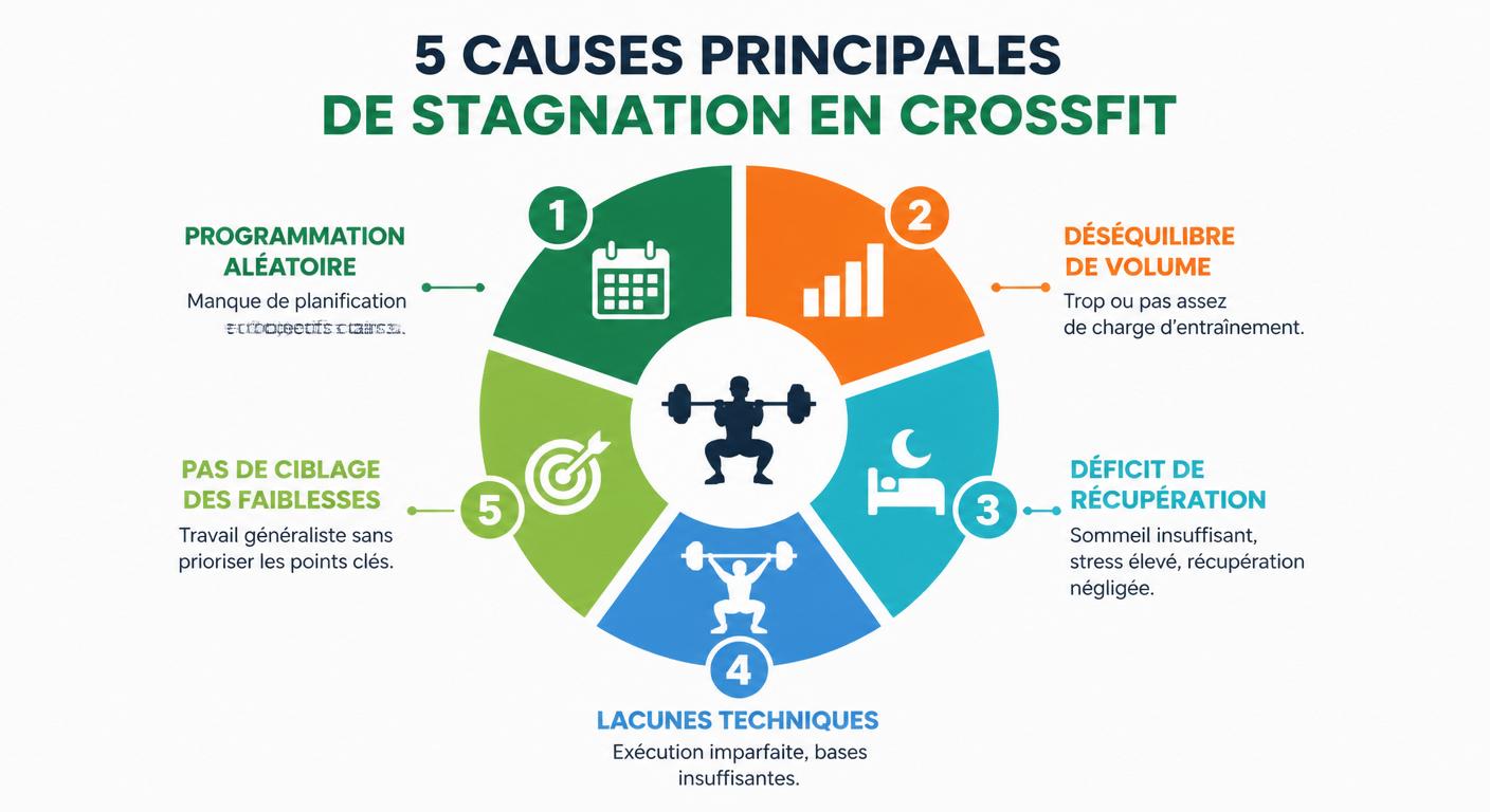 Infographie des 5 causes principales de stagnation en CrossFit