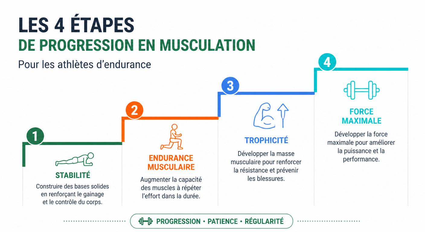 Les quatre étapes de progression en musculation pour athlète d'endurance