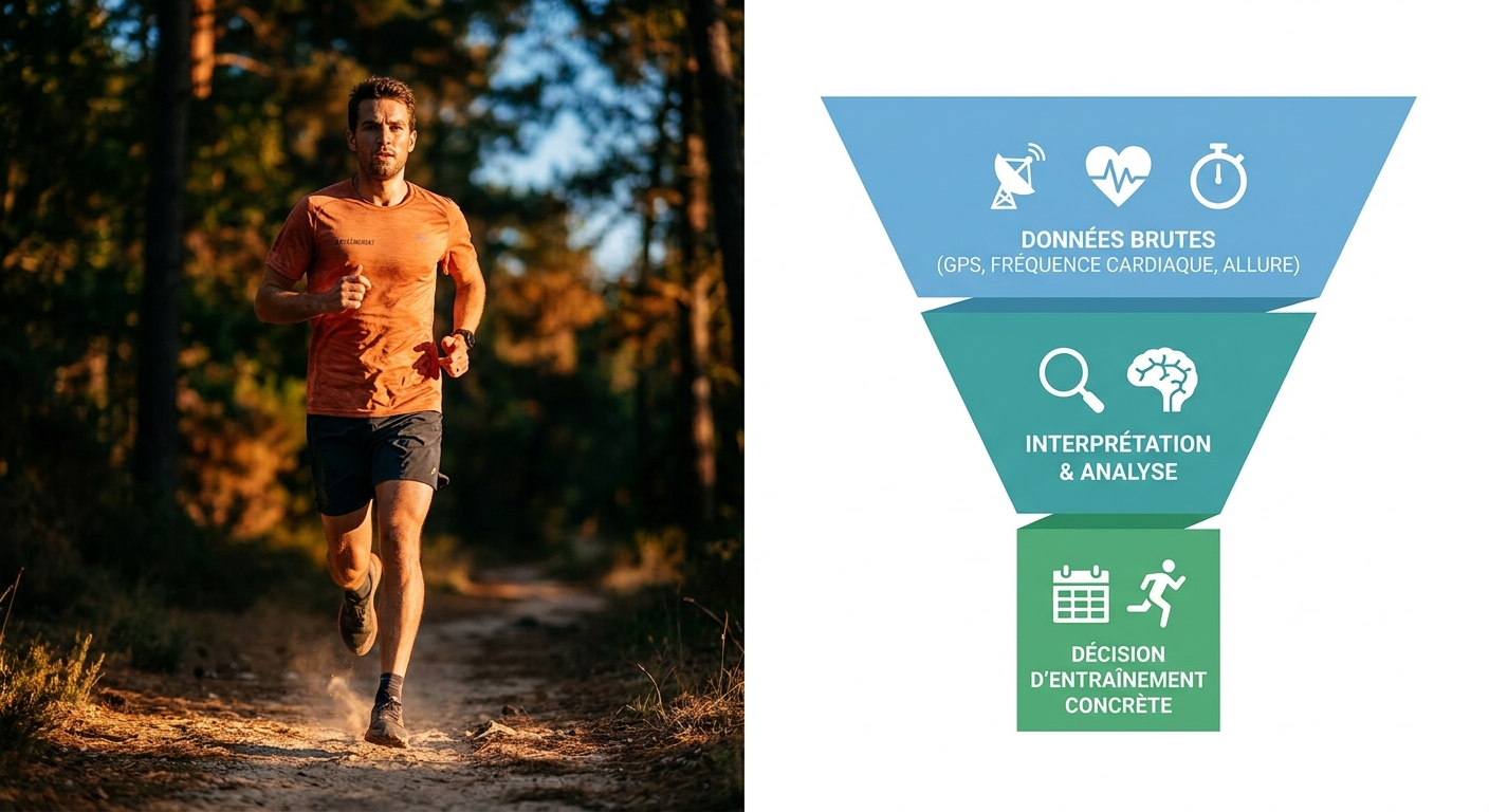 Entonnoir de la donnée brute à la décision d'entraînement en course à pied