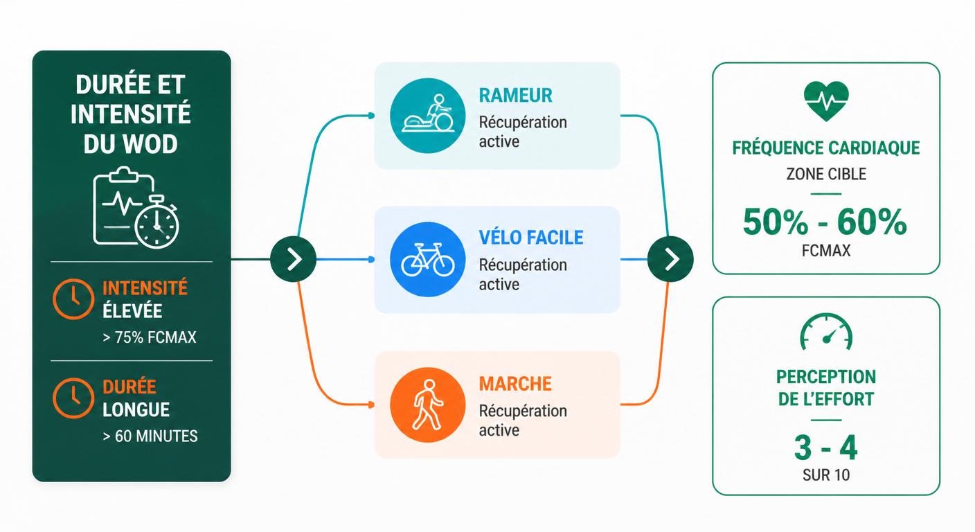 Infographie du flux décisionnel vers la récupération active selon le type de WOD