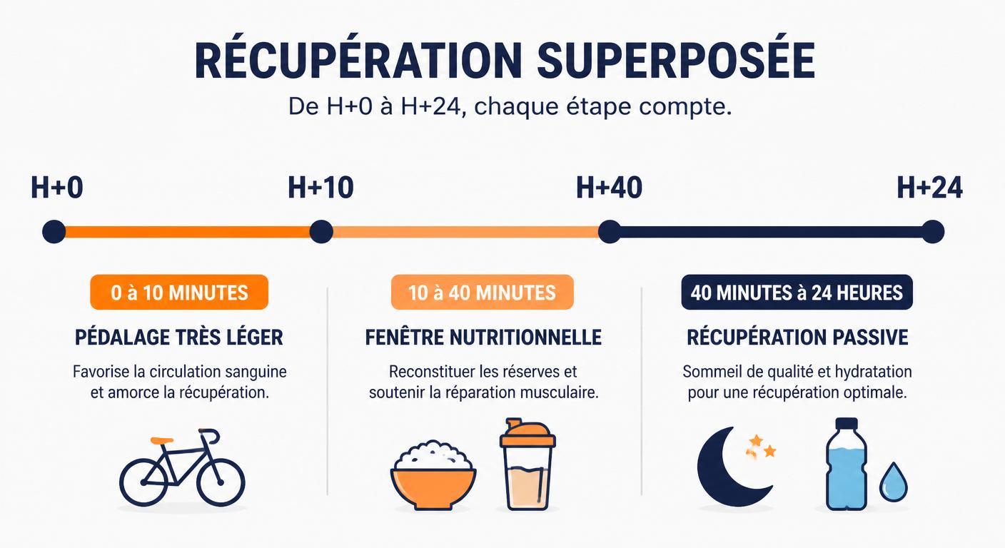 Infographie chronologique de la stratégie de récupération mixte sur 24 heures