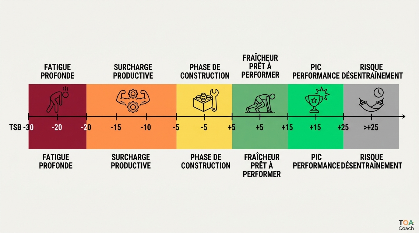 Infographie des zones TSB avec les décisions d'entraînement correspondantes