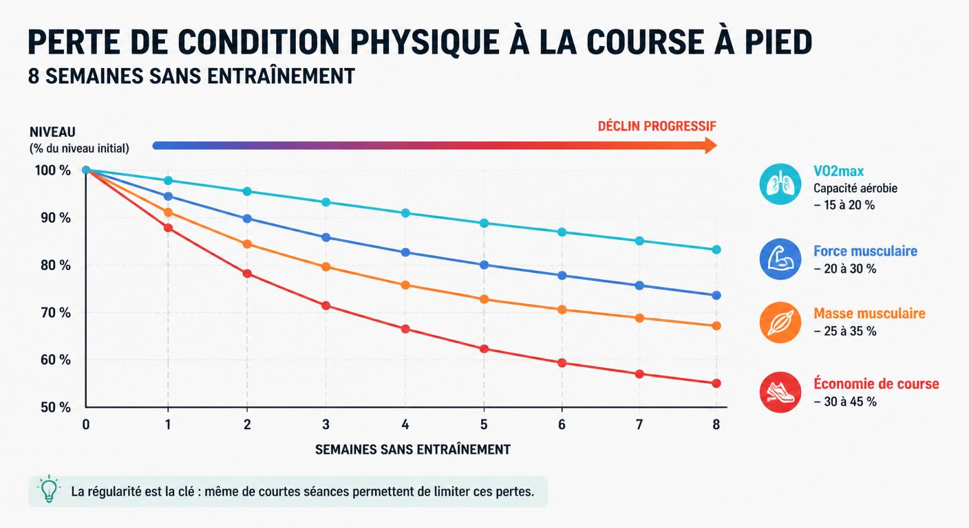 Infographie cinétique de perte de forme du coureur sur huit semaines