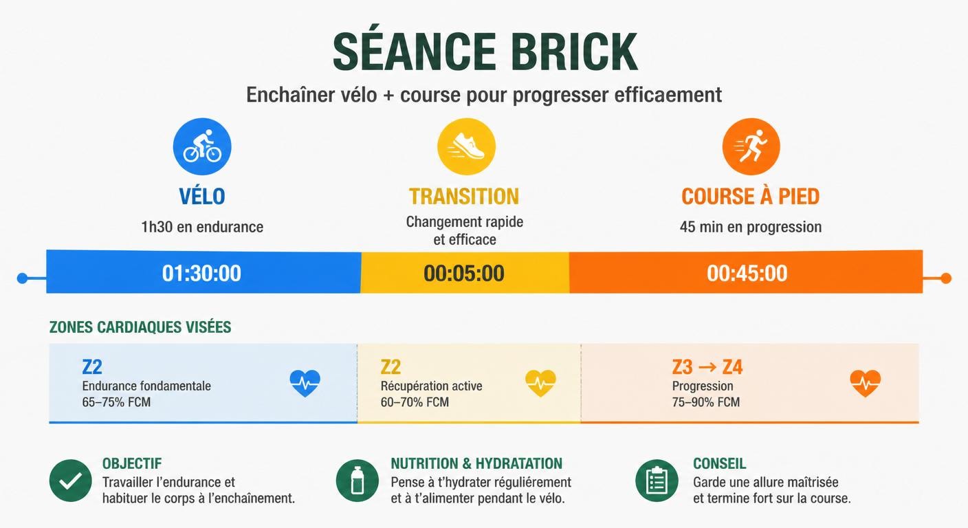 Infographie d'une séance brick structurée avec zones cardiaques