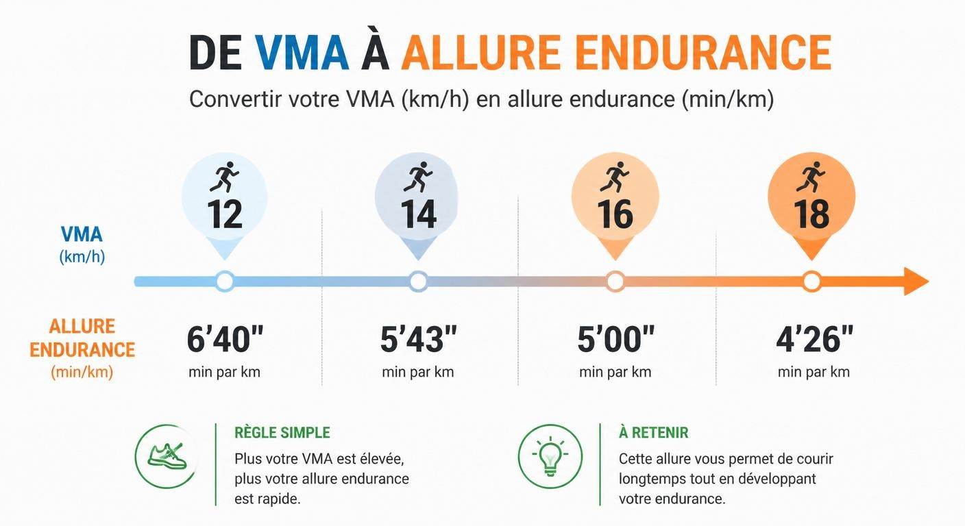 Infographie de conversion VMA vers allure d'endurance fondamentale