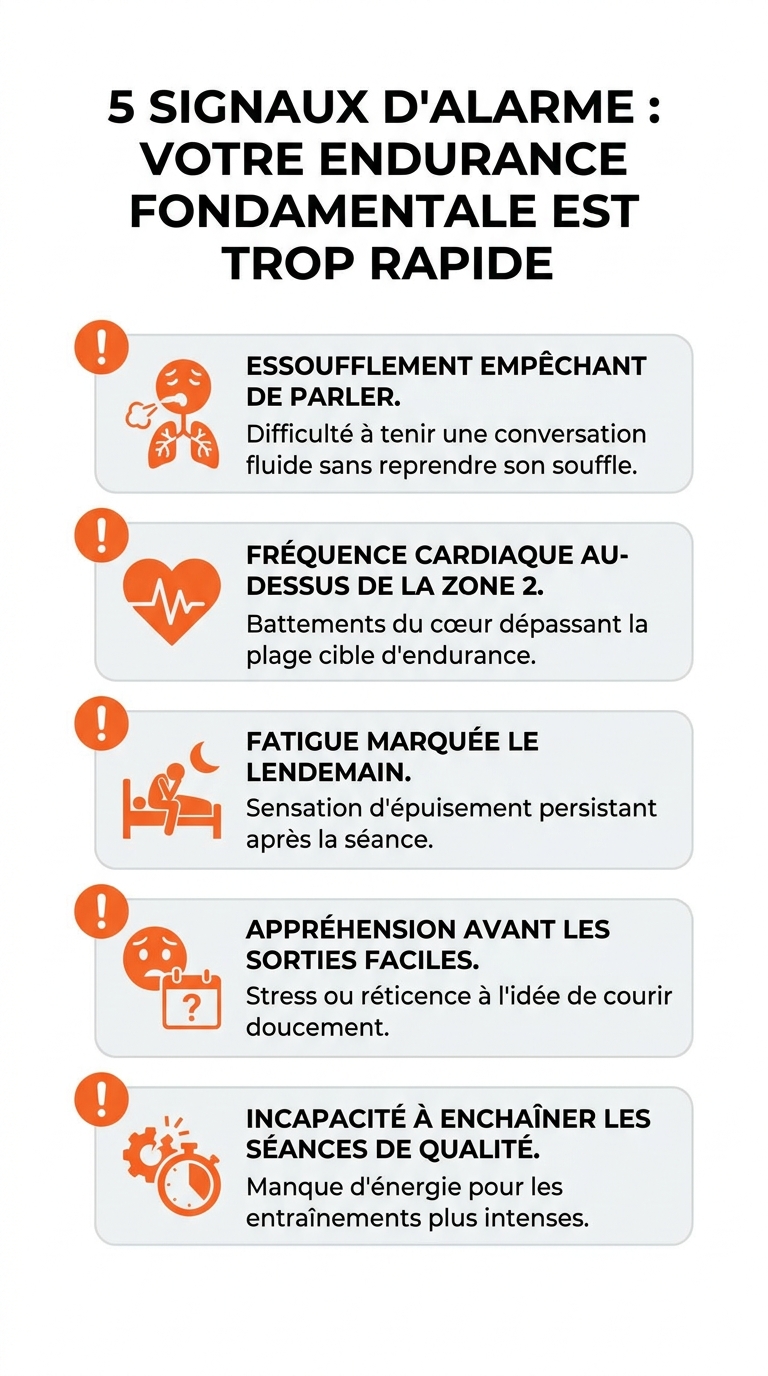 Infographie des 5 signes que votre footing en endurance fondamentale est trop rapide