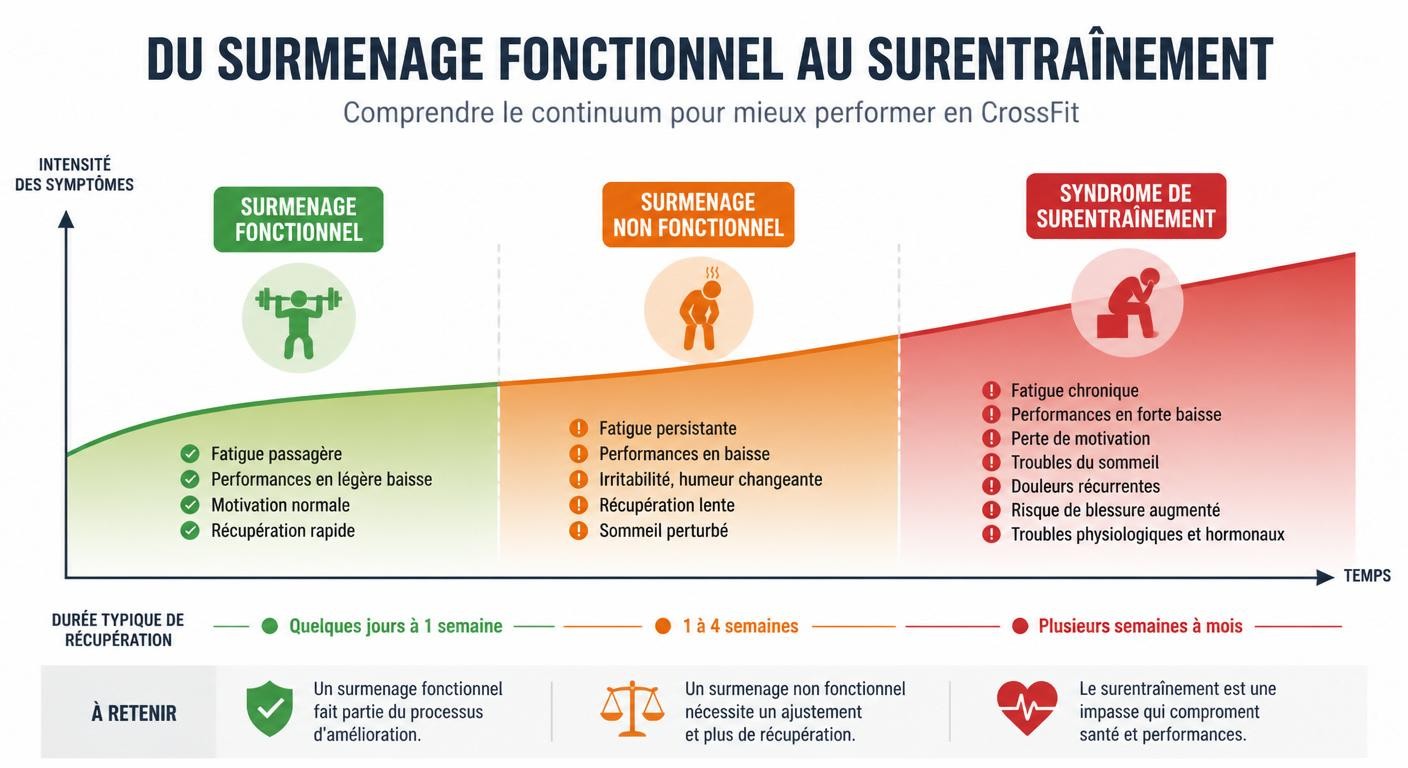 Infographie du continuum surentraînement chez le crossfitter