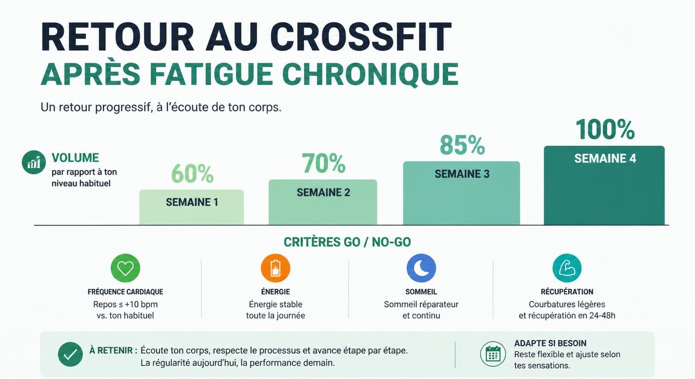 Infographie du plan de reprise CrossFit en 4 semaines