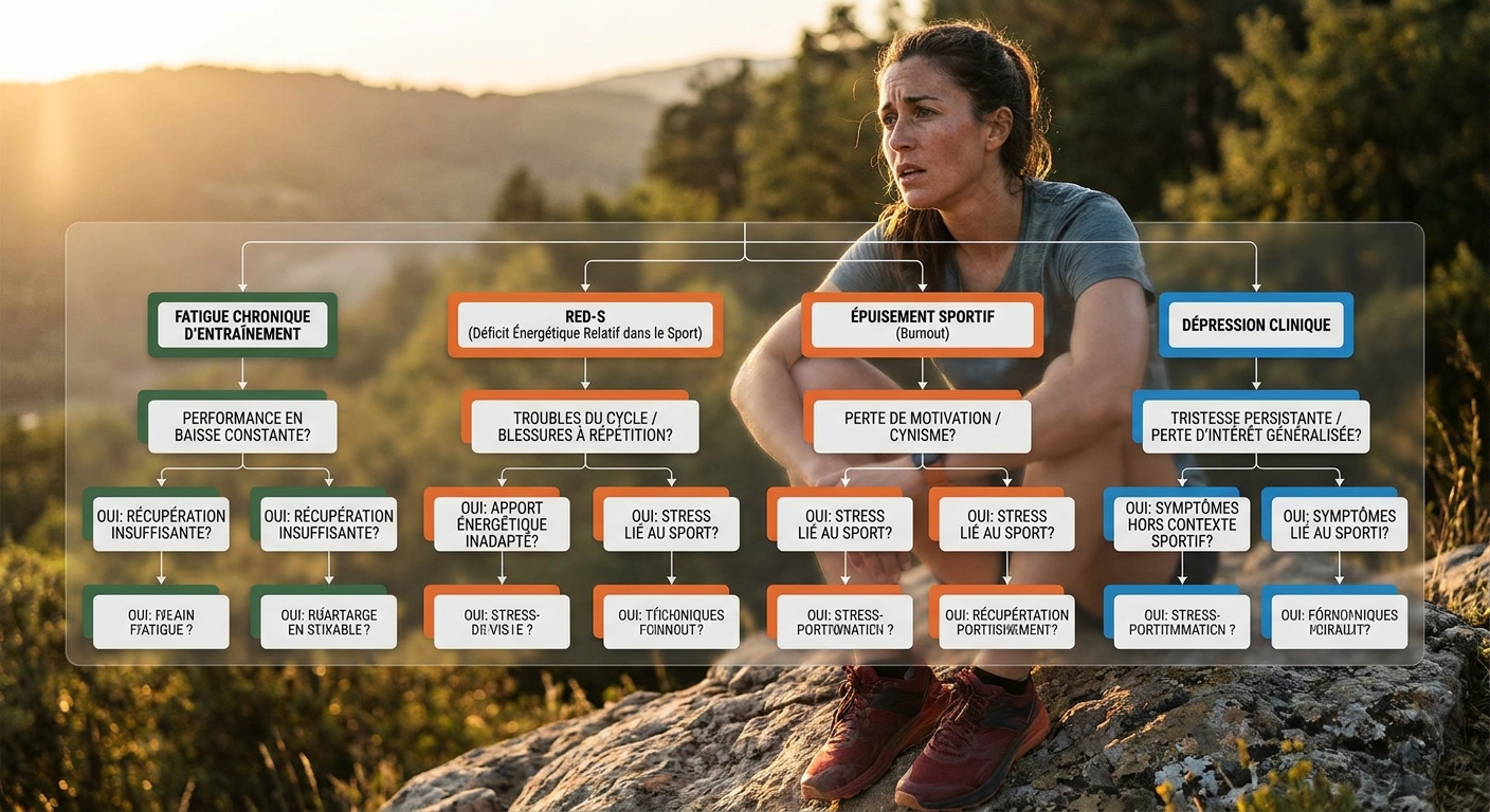 Arbre de décision pour différencier fatigue chronique RED-S épuisement et dépression chez le sportif